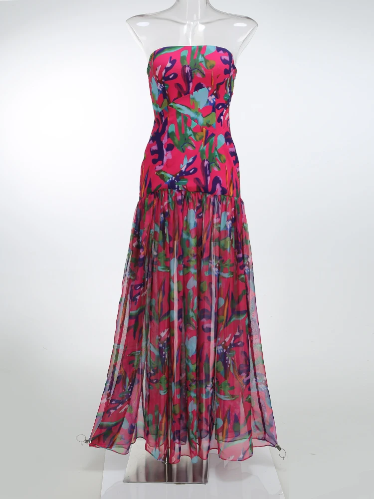 Women's Sexy Strapless Floral Dress With Split Legs And Fluffy Perspective Long Skirt For Beach Photography And Dance Costumes
Women's Sexy Strapless Floral Dress With Split Legs And Fluffy Perspective Long Skirt For Beach Photography And Dance Costumes