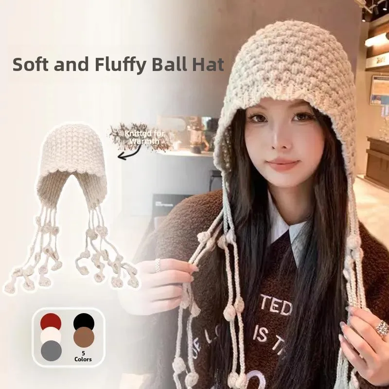 Handmade Knitted Thick Warm Tassel Hat Women's Ear Protection Wrap Headband Knit Woolen Cap Sweet Cute Style Winter Hat
Handmade Knitted Thick Warm Tassel Hat Women's Ear Protection Wrap Headband Knit Woolen Cap Sweet Cute Style Winter Hat