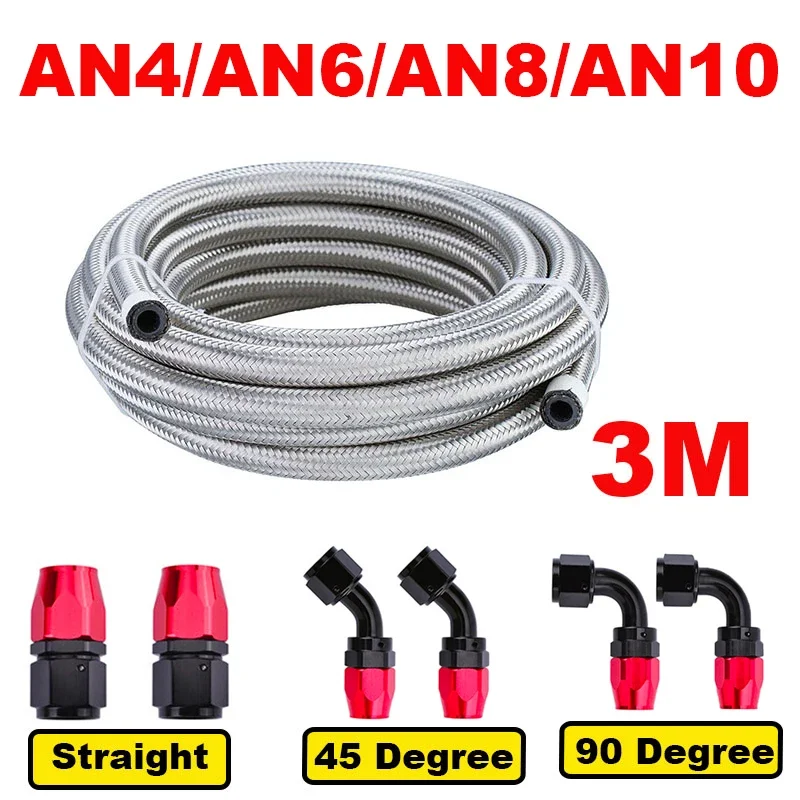 10FT 3M AN4 AN6 AN8 AN10 Stainless Steel Braided CPE Rubber Fuel Hose Line 0/45/90 Degree Hose End Fitting Adapter Hose Line Kit
10FT 3M AN4 AN6 AN8 AN10 Stainless Steel Braided CPE Rubber Fuel Hose Line 0/45/90 Degree Hose End Fitting Adapter Hose Line Kit