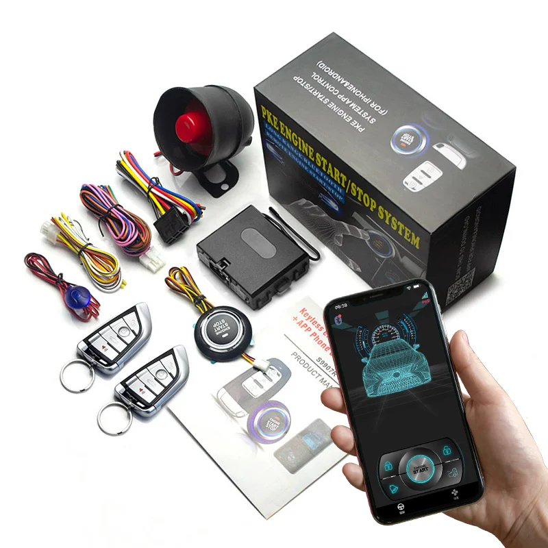 Universal 12V Car Alarm Push Button Start Stop Cell Phone Car Control APP Remote Control Remote Start Window Close Sensor
Universal 12V Car Alarm Push Button Start Stop Cell Phone Car Control APP Remote Control Remote Start Window Close Sensor
