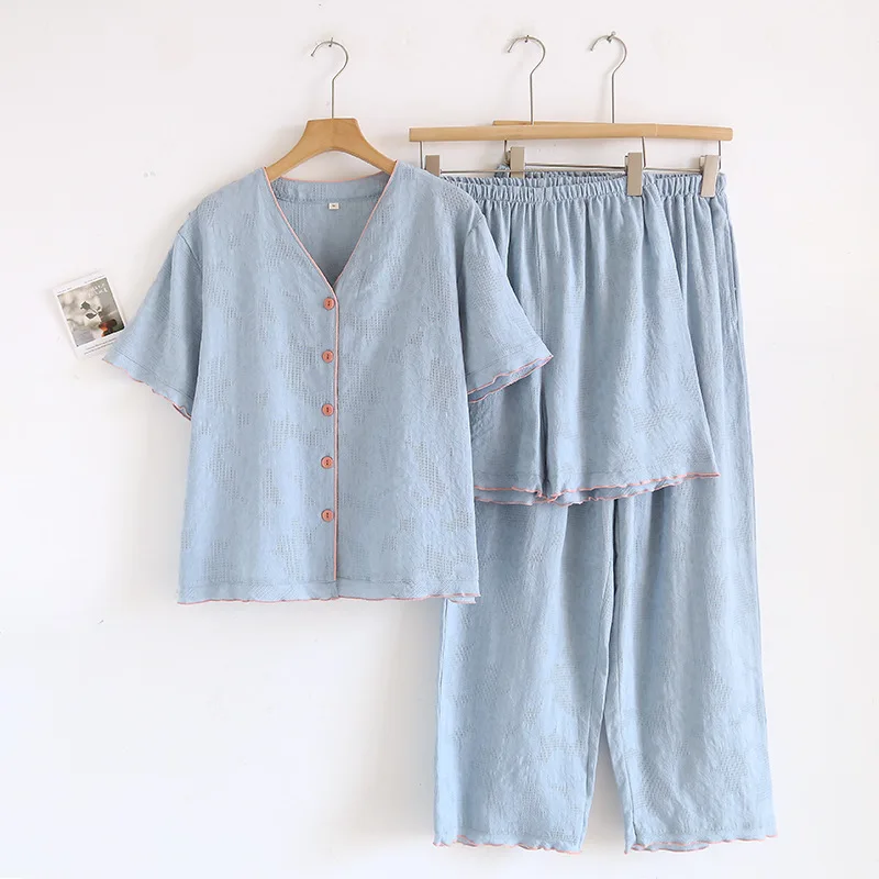 Three-piece Pajamas Set for Ladies Ssummer and Autumn Cotton Comfortable and Breathable Loungewear Sleepwear Clothes
Three-piece Pajamas Set for Ladies Ssummer and Autumn Cotton Comfortable and Breathable Loungewear Sleepwear Clothes