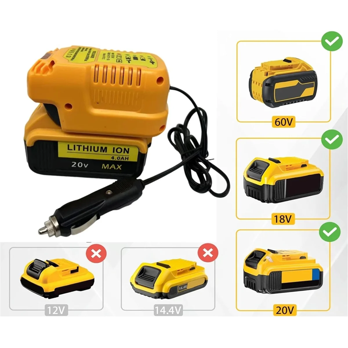 A52TFor Dewalt 20V Battery Replacement Charger,Portable Mini Fast Charger,for Dewalt Car Charger,Cigarette Lighter Plug
A52TFor Dewalt 20V Battery Replacement Charger,Portable Mini Fast Charger,for Dewalt Car Charger,Cigarette Lighter Plug