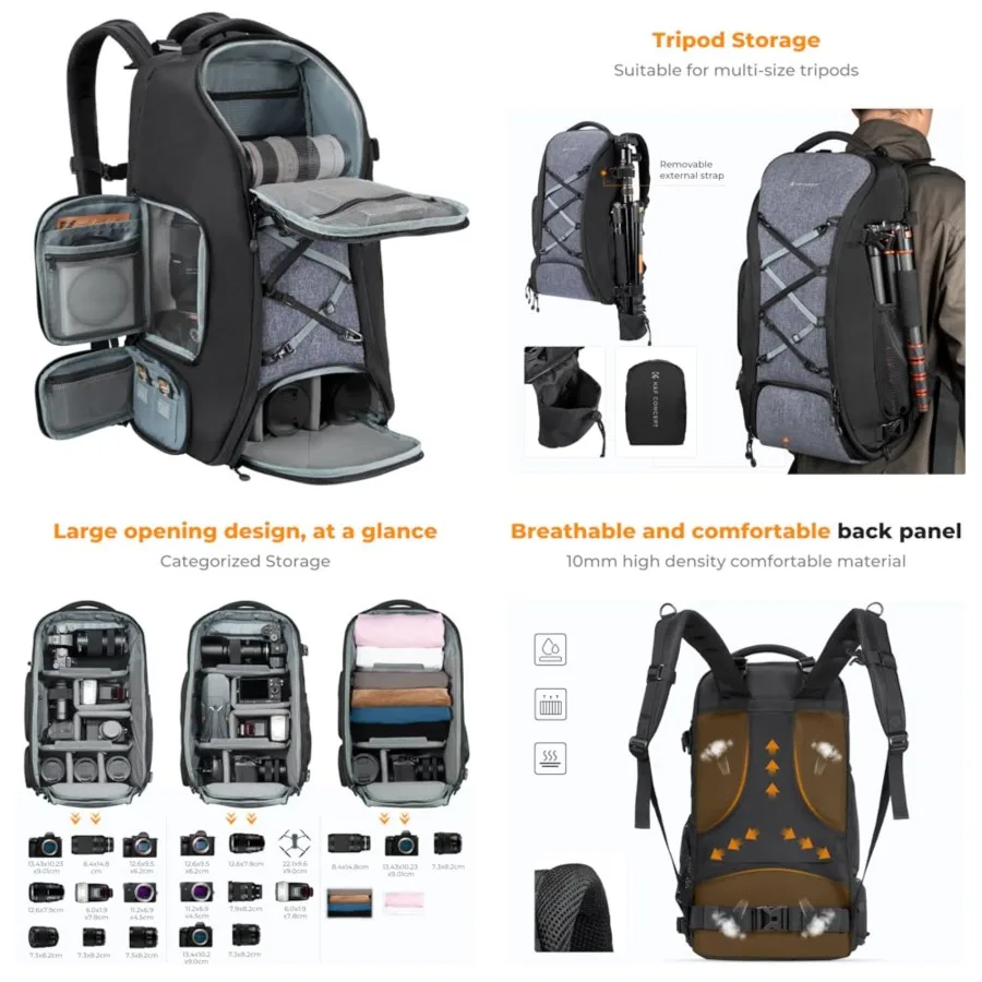 Camera Backpack,Camera Bags for Photographers 30L Large Capacity with Raincover and 16 Inch Laptop Compartment Compatible for Canon/Nikon/Sony/DJI Mavic Drone Travel
Camera Backpack,Camera Bags for Photographers 30L Large Capacity with Raincover and 16 Inch Laptop Compartment Compatible for Canon/Nikon/Sony/DJI Mavic Drone Travel