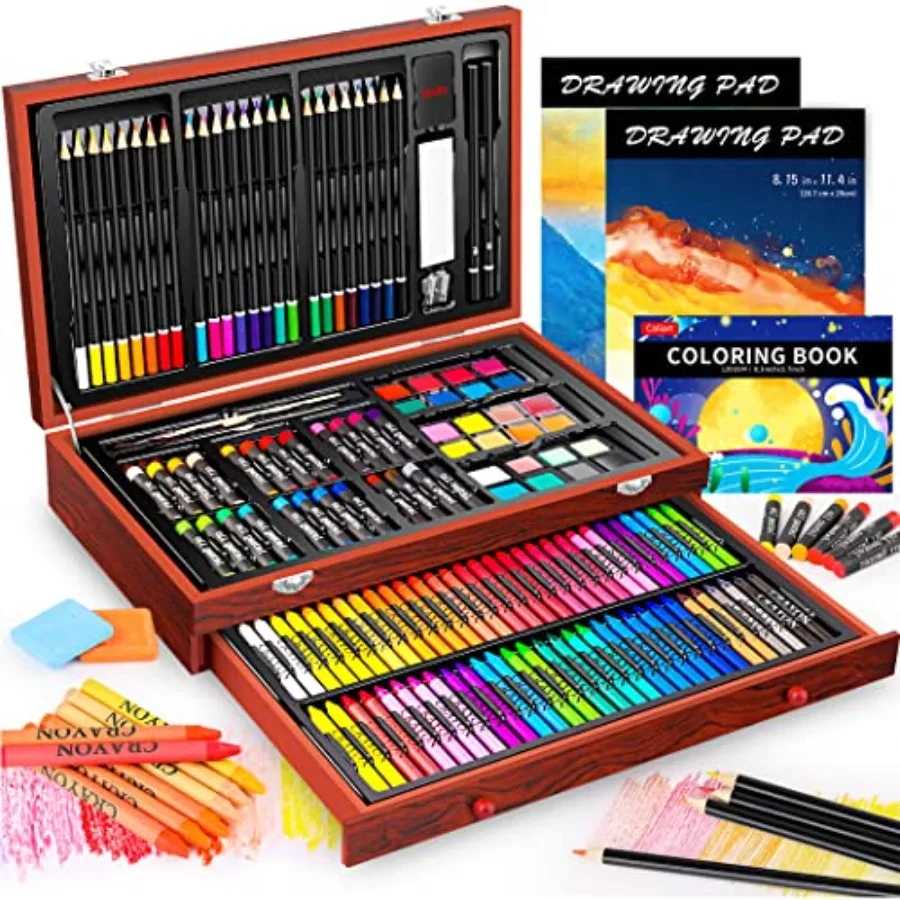Art Supplies, 153-Pack Deluxe Art Set in Wooden Case, Crafts Drawing Painting Kits with 2 A4 Sketch Pads, Coloring Book, Birthd
Art Supplies, 153-Pack Deluxe Art Set in Wooden Case, Crafts Drawing Painting Kits with 2 A4 Sketch Pads, Coloring Book, Birthd