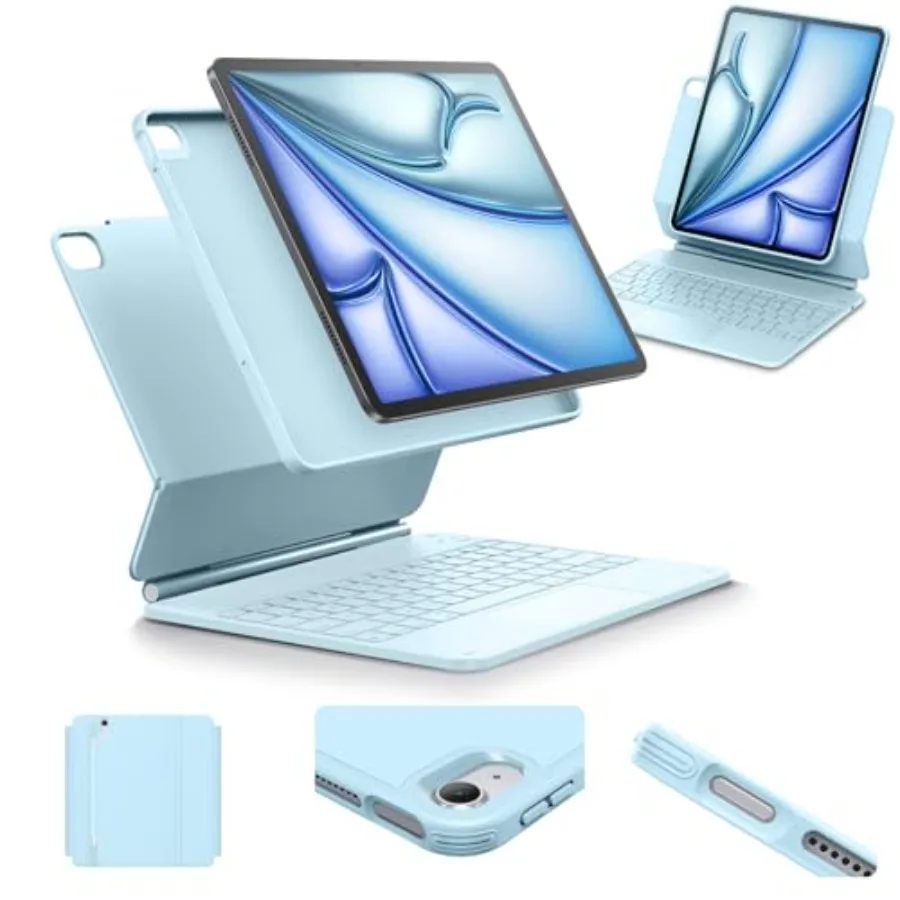 iPad Air 13-inch case with keyboard for M4/M3/M2 2026/2025/2024,blue, magnetic easy-set stand, portrait/raised modes, removable
iPad Air 13-inch case with keyboard for M4/M3/M2 2026/2025/2024,blue, magnetic easy-set stand, portrait/raised modes, removable