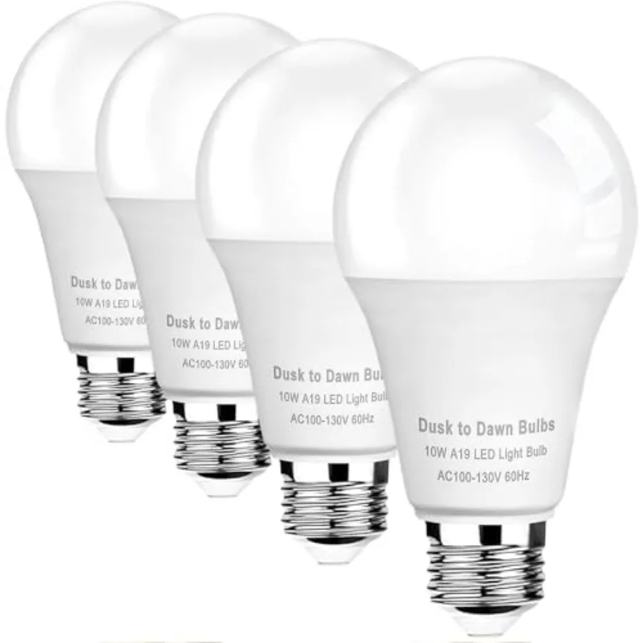 10W Dusk to Dawn LED Light Bulbs, Equivalent 75W, Cool White, 1100LM, Auto On/Off Light Sensor, A19 Bulbs, E26 Base, Outdoor/In
10W Dusk to Dawn LED Light Bulbs, Equivalent 75W, Cool White, 1100LM, Auto On/Off Light Sensor, A19 Bulbs, E26 Base, Outdoor/In