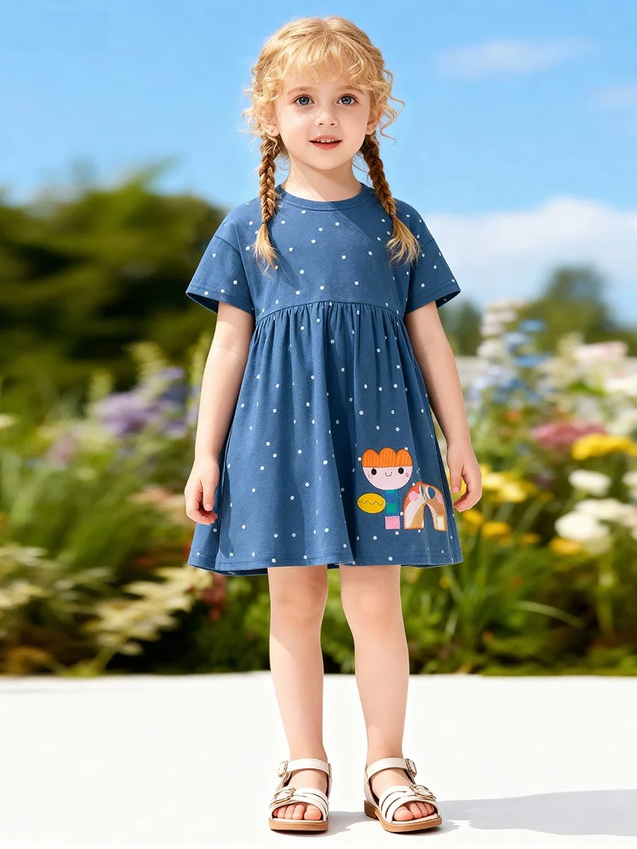 Summer Baby Girls Cotton Cartoon Appliques Polka Dots O-Neck Short Sleeve Dress Kid Casual Sundress Children Outfit Skirt 2-7 Yr
Summer Baby Girls Cotton Cartoon Appliques Polka Dots O-Neck Short Sleeve Dress Kid Casual Sundress Children Outfit Skirt 2-7 Yr