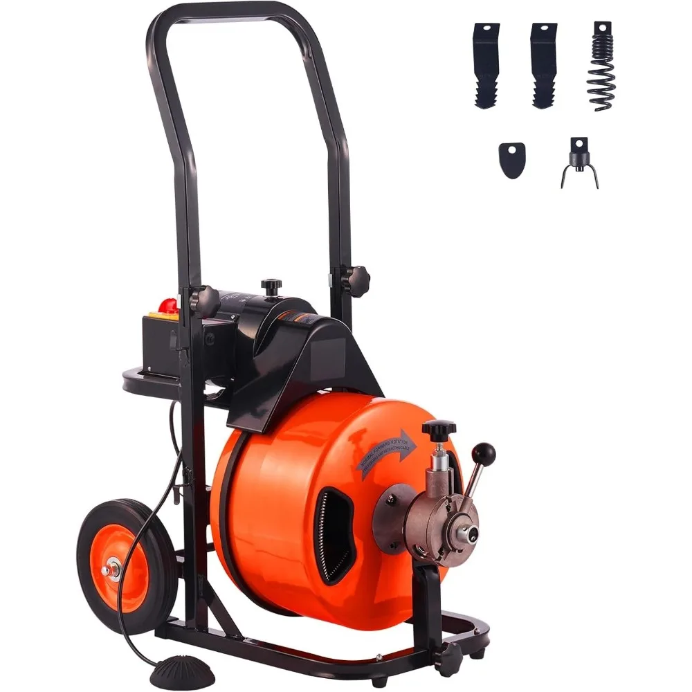 Drain Cleaning Machine 100FT x 1/2 Inch, Sewer Snake Machine Auto Feed, Drain Auger Cleaner with 4 Cutter & Air-Activated
Drain Cleaning Machine 100FT x 1/2 Inch, Sewer Snake Machine Auto Feed, Drain Auger Cleaner with 4 Cutter & Air-Activated