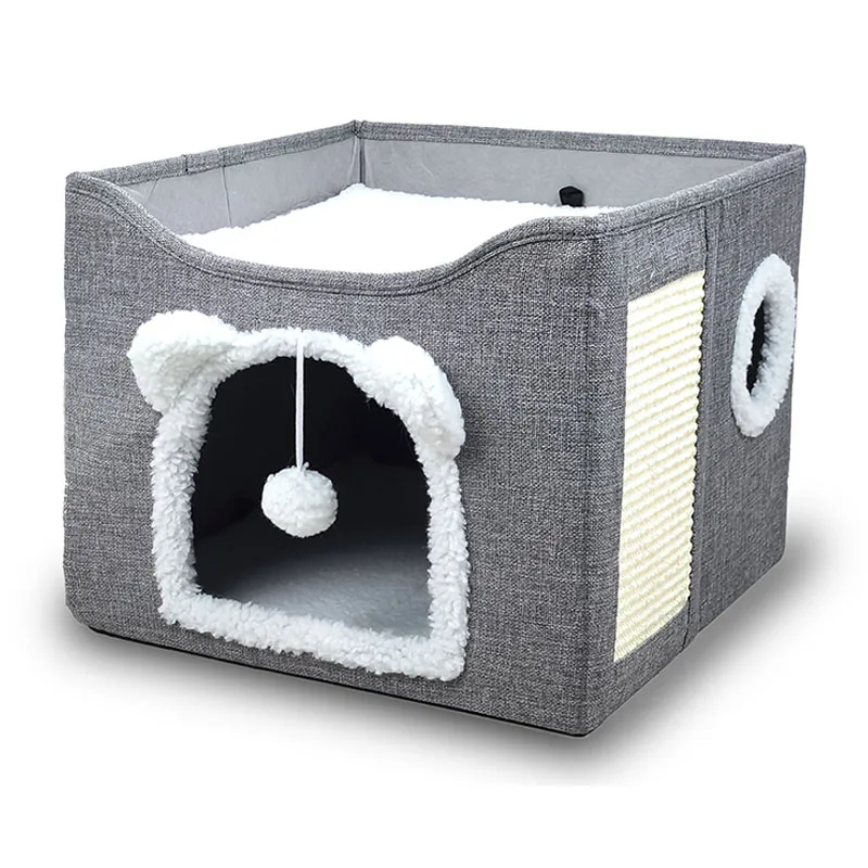 Double-Layered Cat Bed - All-Season Enclosed Nest with Sisal Scratching Board &Non-Slip Base Includes Mat Foldable Warm Cat Cave
Double-Layered Cat Bed - All-Season Enclosed Nest with Sisal Scratching Board &Non-Slip Base Includes Mat Foldable Warm Cat Cave