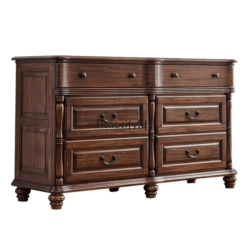 American Country Style Black Walnut Multifunctional Chest of Drawers Bedroom Storage Cabinet
American Country Style Black Walnut Multifunctional Chest of Drawers Bedroom Storage Cabinet