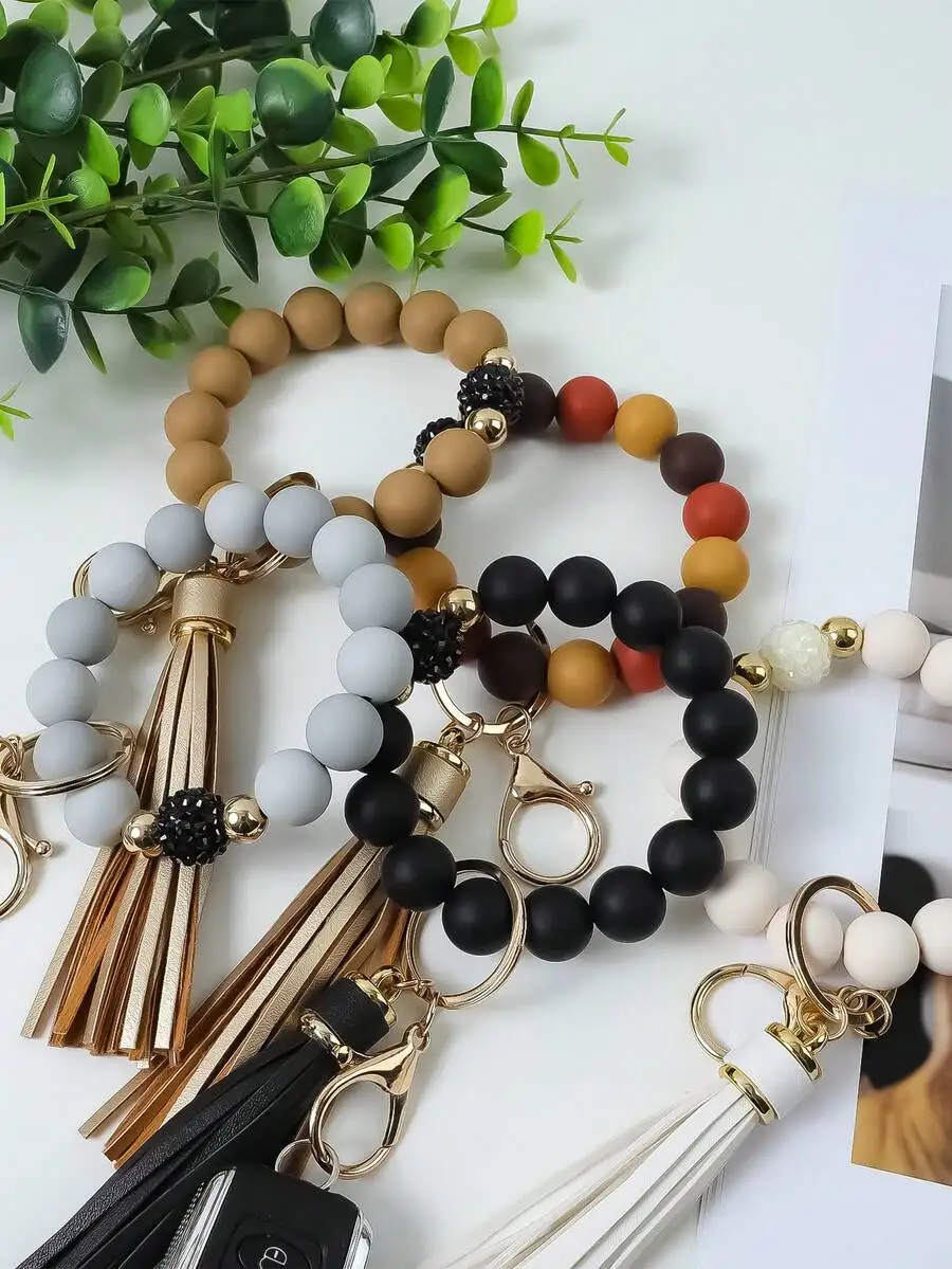 5pcs Silicone Bead Keychains With PU Tassel Charm For Women Bag Car Phone Holder Fashion Accessory Gift
5pcs Silicone Bead Keychains With PU Tassel Charm For Women Bag Car Phone Holder Fashion Accessory Gift