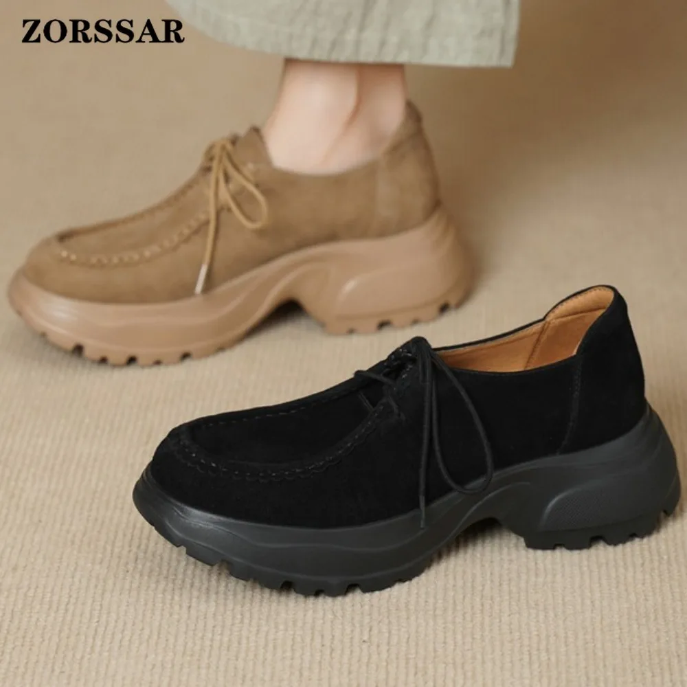 Women's Khaki Suede Leather Platform Moccasins Lace Up Chunky Sole Non-Slip Comfortable Breathable Casual Daily Walking Shoes
Women's Khaki Suede Leather Platform Moccasins Lace Up Chunky Sole Non-Slip Comfortable Breathable Casual Daily Walking Shoes