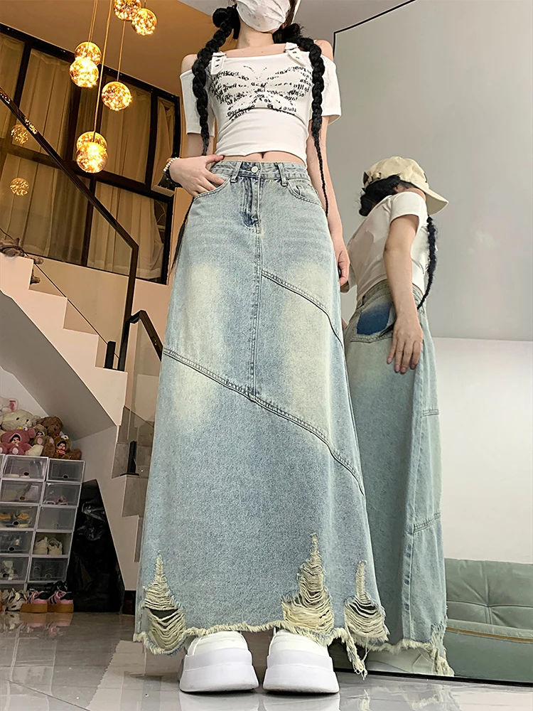 2024 New Vintage Loose Tassel Long Women Denim Skirts Summer High Waist Pocket Female Back Slit Jean Skirt
2024 New Vintage Loose Tassel Long Women Denim Skirts Summer High Waist Pocket Female Back Slit Jean Skirt