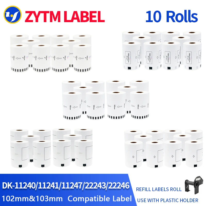 10Rolls Compatible DK-22246/DK-22243/DK-11240/DK-11241/DK-11247 Label width 102mm & 103mm for Brother QL-1100/1110NWB Printer
10Rolls Compatible DK-22246/DK-22243/DK-11240/DK-11241/DK-11247 Label width 102mm & 103mm for Brother QL-1100/1110NWB Printer
