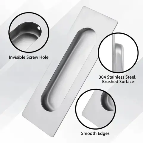 Recessed Sliding Door Handle Pulls Handle Cabinet Drawer Knob Sliding Door Handles for Kitchen Shower Furniture 2pcs