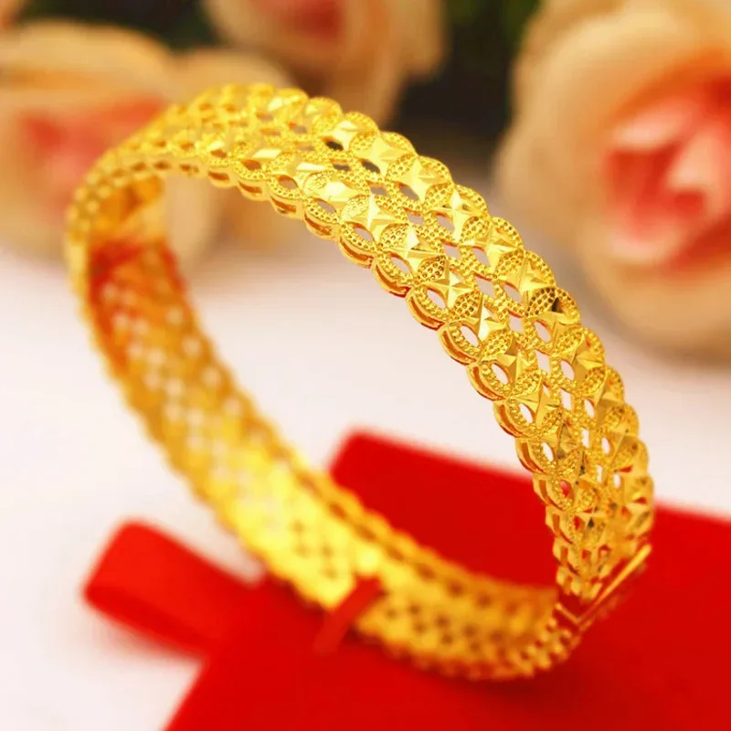 Korean Style Simple New Brass Gold Plated Jewelry Women's Vietnamese Shagin Bracelet Open Imitation Gold Bracelet for Women
Korean Style Simple New Brass Gold Plated Jewelry Women's Vietnamese Shagin Bracelet Open Imitation Gold Bracelet for Women