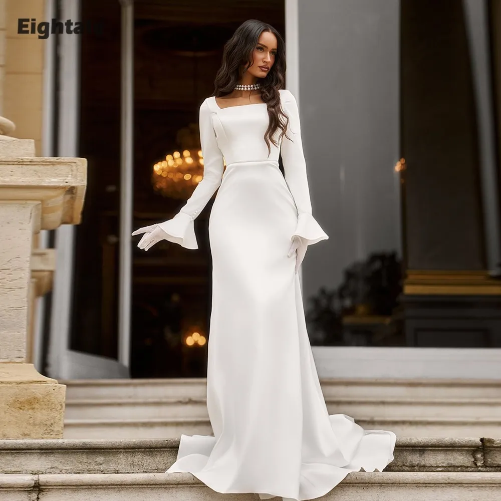 Eightale Arabic Wedding Dress Strapless Customized Ivory Satin Pleats Plus Size Bridal Gown Mermaid Bride Party Dress
Eightale Arabic Wedding Dress Strapless Customized Ivory Satin Pleats Plus Size Bridal Gown Mermaid Bride Party Dress
