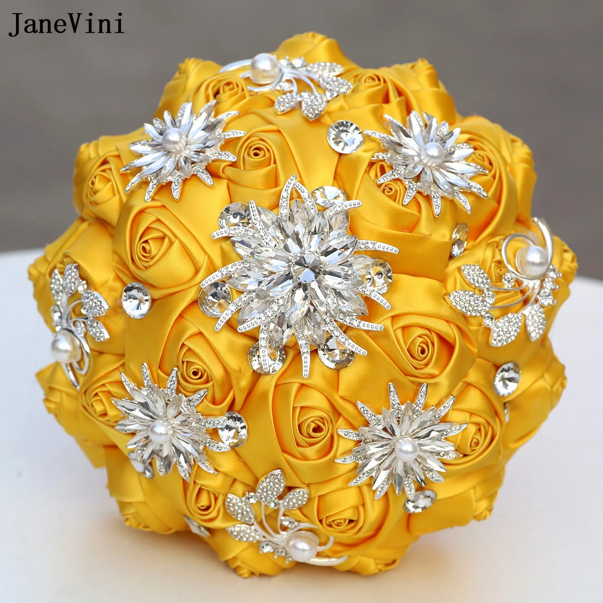 JaneVini Customized Yellow Bridal Bouquets Bling Silver Diamond Artificial Satin Roses Bride Bouquet Flowers Wedding Accessories
JaneVini Customized Yellow Bridal Bouquets Bling Silver Diamond Artificial Satin Roses Bride Bouquet Flowers Wedding Accessories