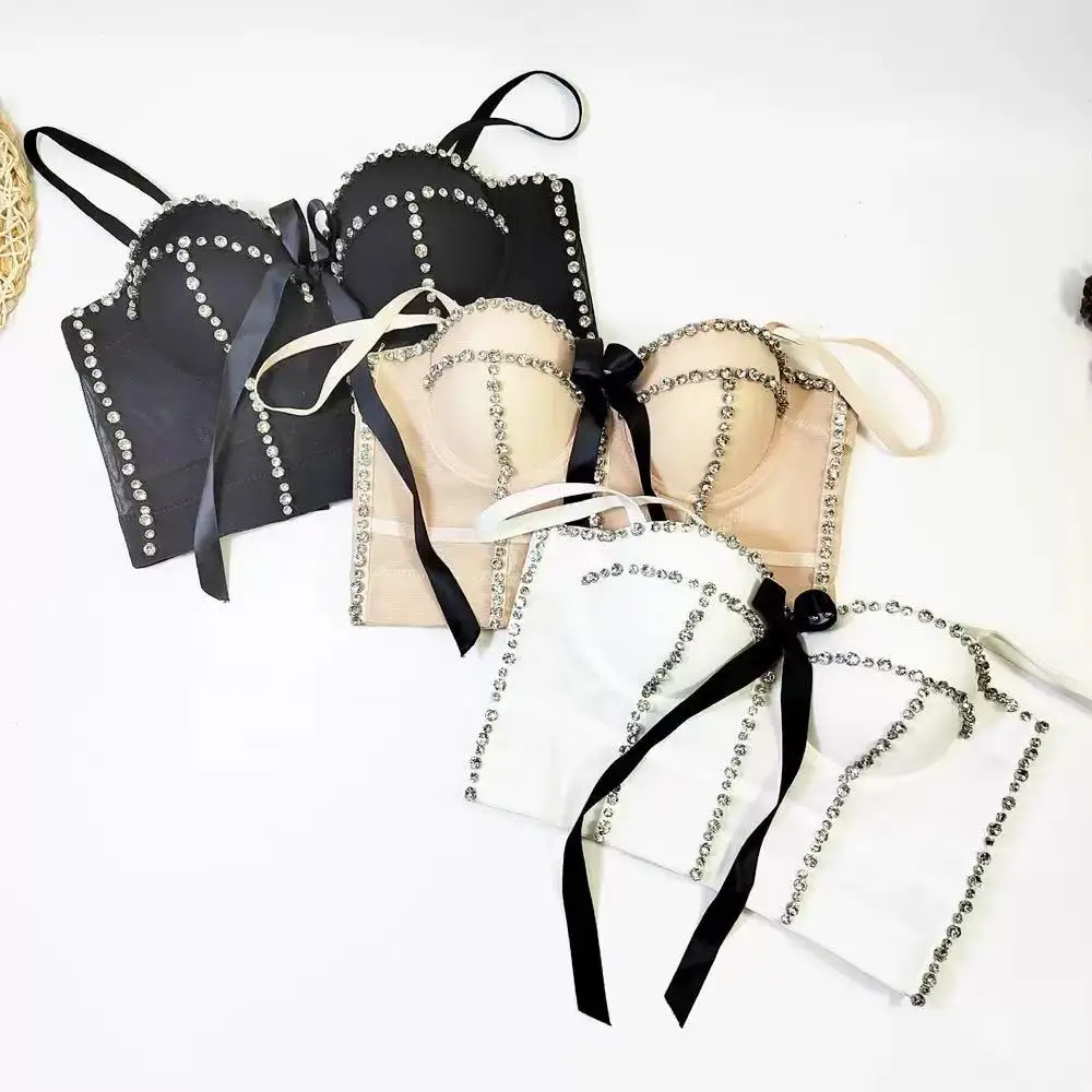 Playful and cute bow ribbon rhinestone tube top, French high-end versatile camisole bra, elegant and fashionable vest
Playful and cute bow ribbon rhinestone tube top, French high-end versatile camisole bra, elegant and fashionable vest
