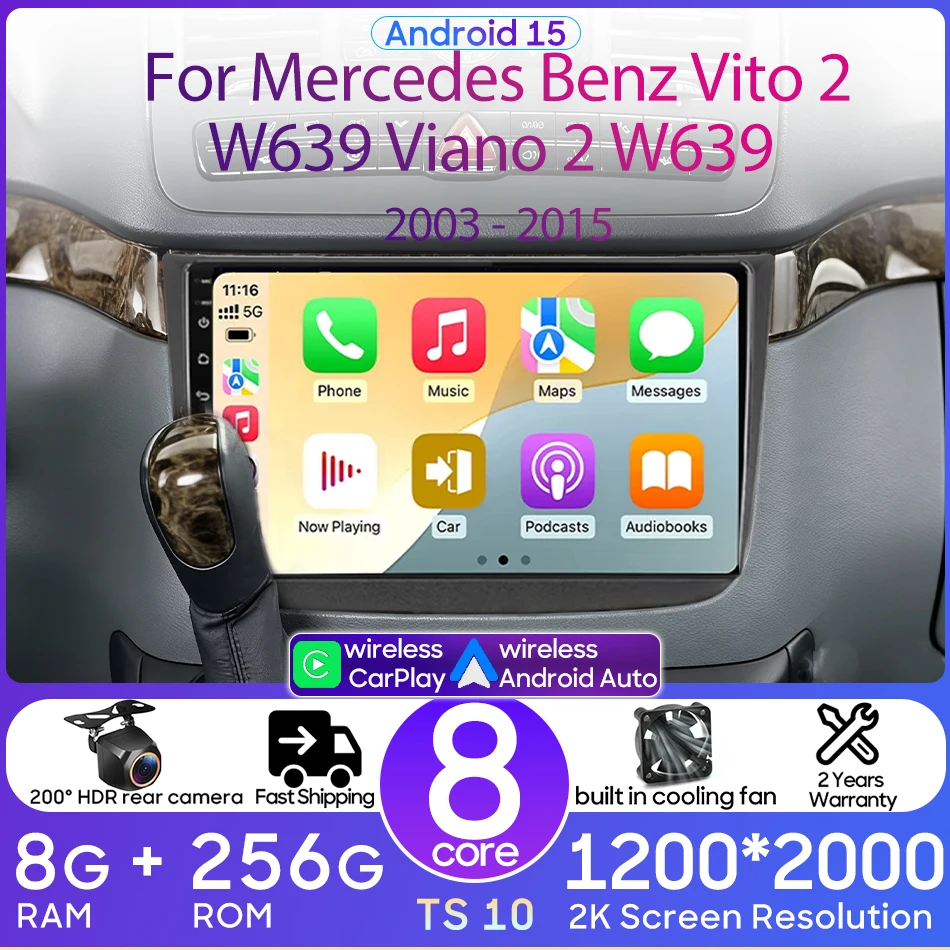 Автомагнитола Carplay с мультимедиа и видеоплеером для Mercedes Benz Vito 2 Viano 2 W639 2003-2015, GPS-навигация, Wi-Fi, 2DIN DVD
Автомагнитола Carplay с мультимедиа и видеоплеером для Mercedes Benz Vito 2 Viano 2 W639 2003-2015, GPS-навигация, Wi-Fi, 2DIN DVD