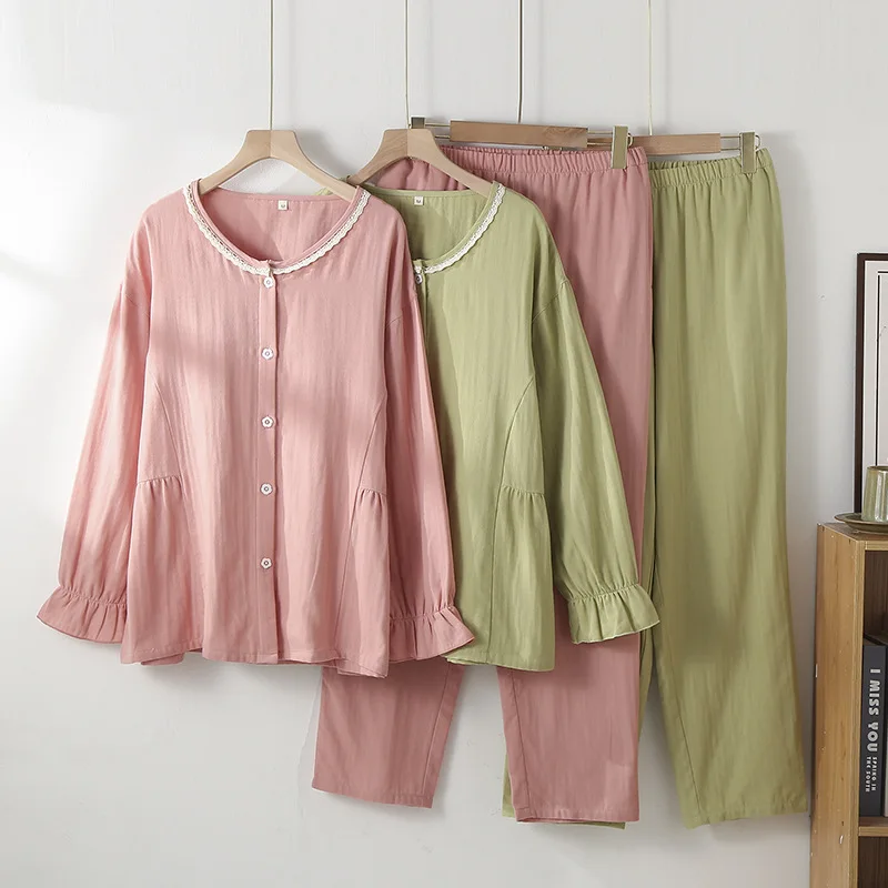 Pure Cotton Pajamas 2025New Spring Autumn Long Sleeve Nightwear Ladies Pajama Sleepwear Woman Two-Piece Set Home Wear Loungewear
Pure Cotton Pajamas 2025New Spring Autumn Long Sleeve Nightwear Ladies Pajama Sleepwear Woman Two-Piece Set Home Wear Loungewear