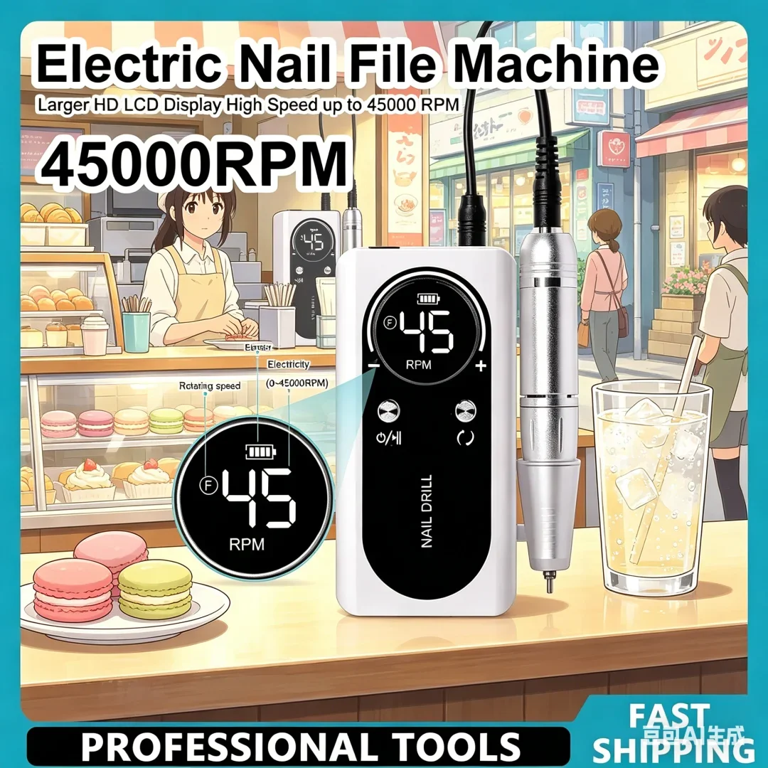Splendorous 45000RPM Electric Portable Nail Drill Machine Rechargeable Low Noise Nail Sander File for Boutique Manicure Salon
Splendorous 45000RPM Electric Portable Nail Drill Machine Rechargeable Low Noise Nail Sander File for Boutique Manicure Salon