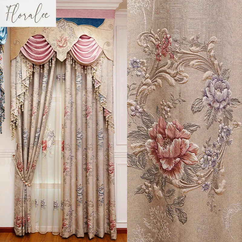 European High-precision 4D Three-dimensional Large Relief Luxury Blackout Window Curtains for Living Dining Room Bedroom Villa 
European High-precision 4D Three-dimensional Large Relief Luxury Blackout Window Curtains for Living Dining Room Bedroom Villa