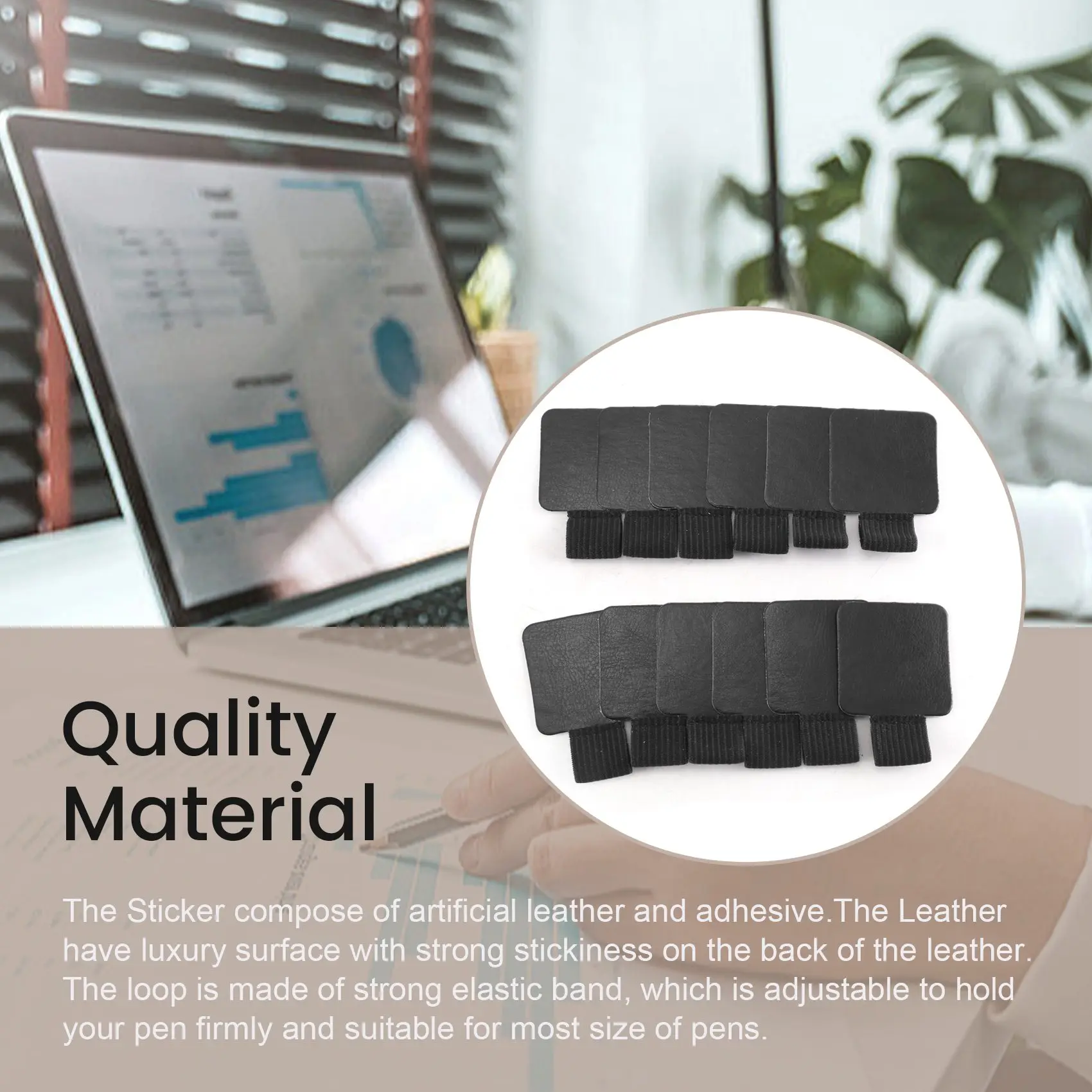 Practical-12 Pcs Black Self-Adhesive Pen Holder With Elastic Band Loop Artificial Leather Pencil Stylus Loop Holder
Practical-12 Pcs Black Self-Adhesive Pen Holder With Elastic Band Loop Artificial Leather Pencil Stylus Loop Holder