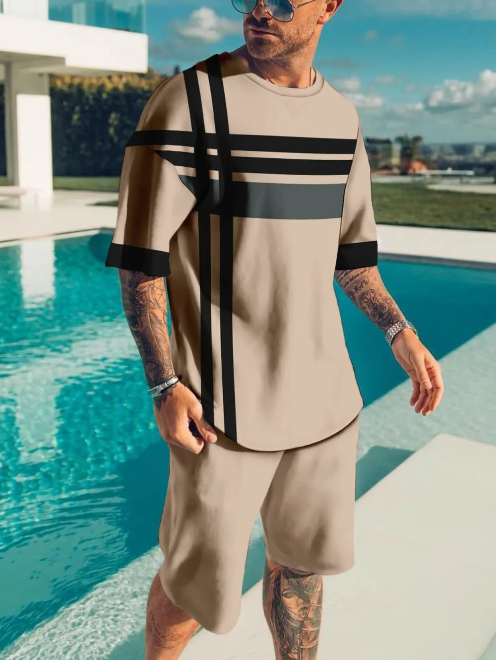 Men's Two-Piece Set Gradient Print Summer T-Shirt and Shorts Suit Fashion 3D Printing Street Casual Sportswear Men's Fitness Set
Men's Two-Piece Set Gradient Print Summer T-Shirt and Shorts Suit Fashion 3D Printing Street Casual Sportswear Men's Fitness Set