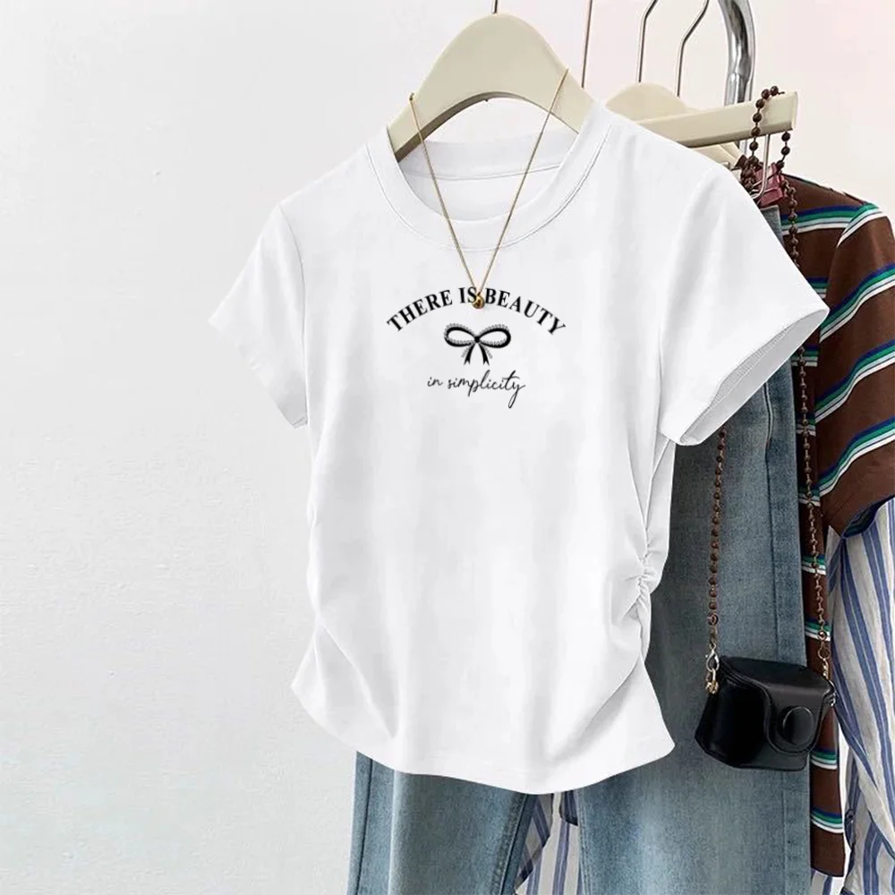 2025 Women's T-shirt Slim Korean O-neck Tees Y2k Stylish Comfortable Spring Summer Fashion Tops Female Short Sleeve T-Shirts
2025 Women's T-shirt Slim Korean O-neck Tees Y2k Stylish Comfortable Spring Summer Fashion Tops Female Short Sleeve T-Shirts