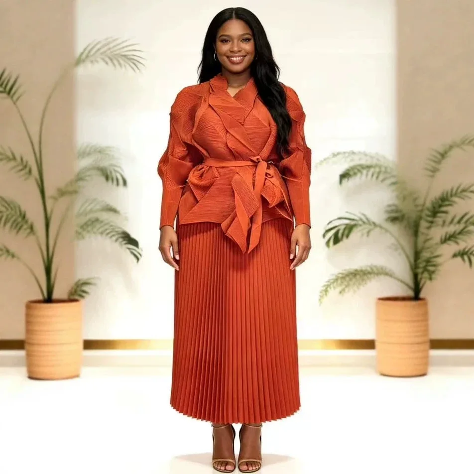 Miyake Fashion Solid Color Diamond Folds Casual Versatile Long Sleeve Two-piece Set Summer New Loose Women's Clothing Set
Miyake Fashion Solid Color Diamond Folds Casual Versatile Long Sleeve Two-piece Set Summer New Loose Women's Clothing Set