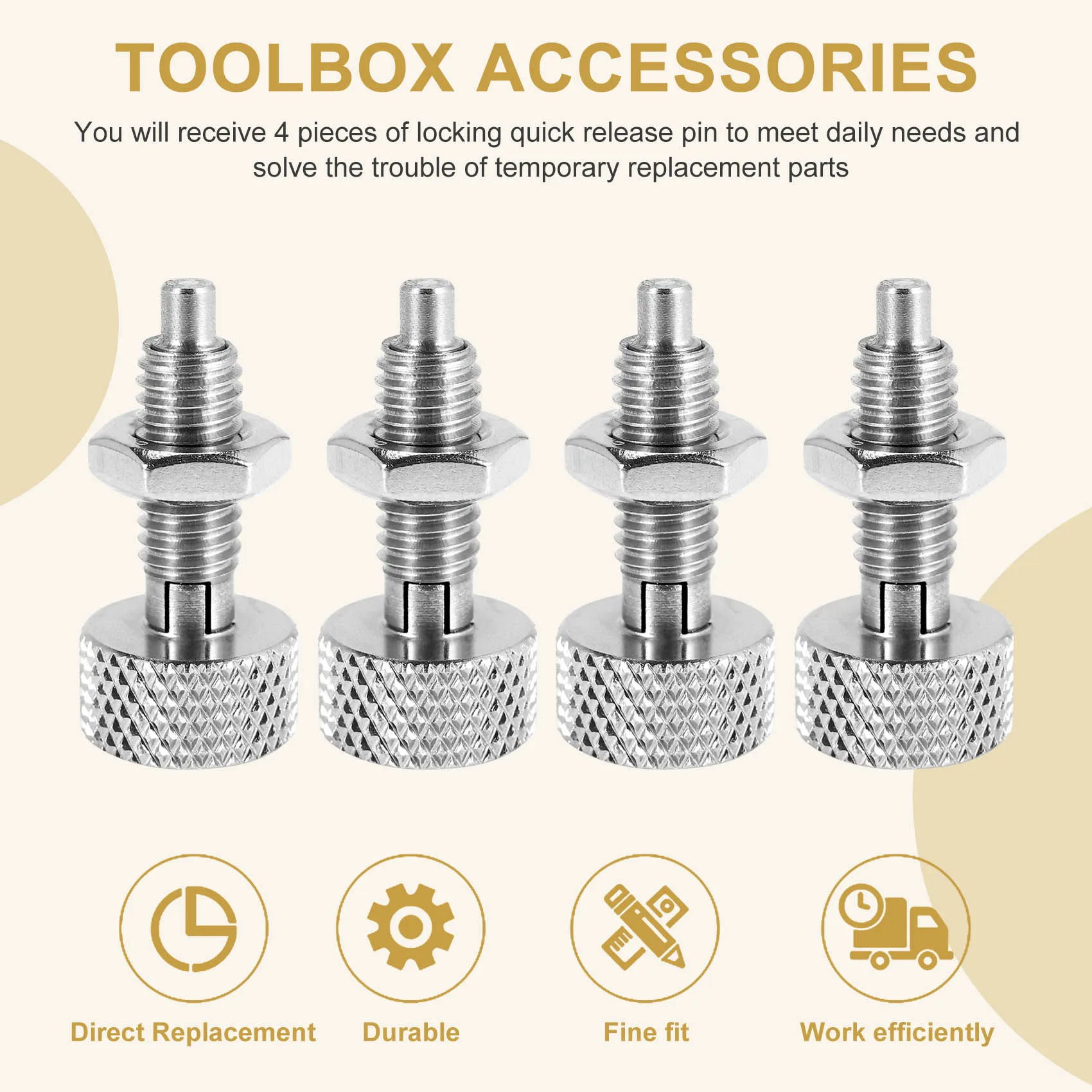 Happy Too.4Pcs Handle Quick Release Pins,Quick Release Lock Pin, Retractable Spring Plunger, M6 Lockout Kit For Rolling Tool Box
Happy Too.4Pcs Handle Quick Release Pins,Quick Release Lock Pin, Retractable Spring Plunger, M6 Lockout Kit For Rolling Tool Box