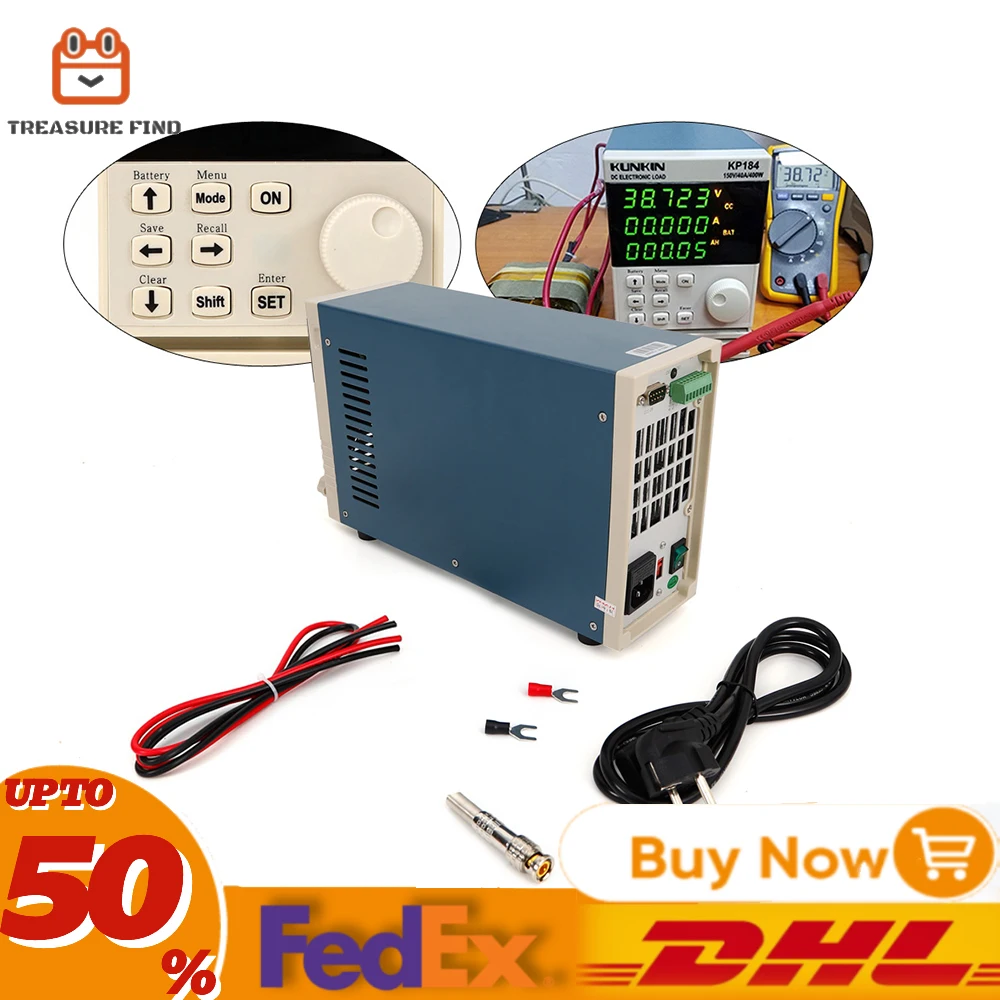 KP184 Single-channel DC Electronic Load Tester Battery Capacity Tester 4 Load Modes Different Test Functions 150V 0-400W 0-40A
KP184 Single-channel DC Electronic Load Tester Battery Capacity Tester 4 Load Modes Different Test Functions 150V 0-400W 0-40A