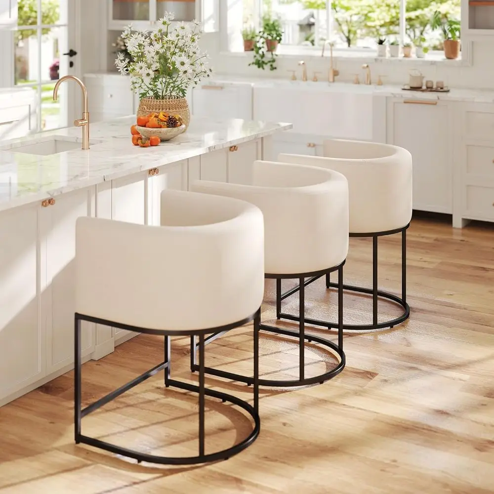 Набор из 3-х табуретов с мягкой обивкой из кремовой льняной ткани, 24 кухонных сиденья с черными трубчатыми ножками
Набор из 3-х табуретов с мягкой обивкой из кремовой льняной ткани, 24 кухонных сиденья с черными трубчатыми ножками