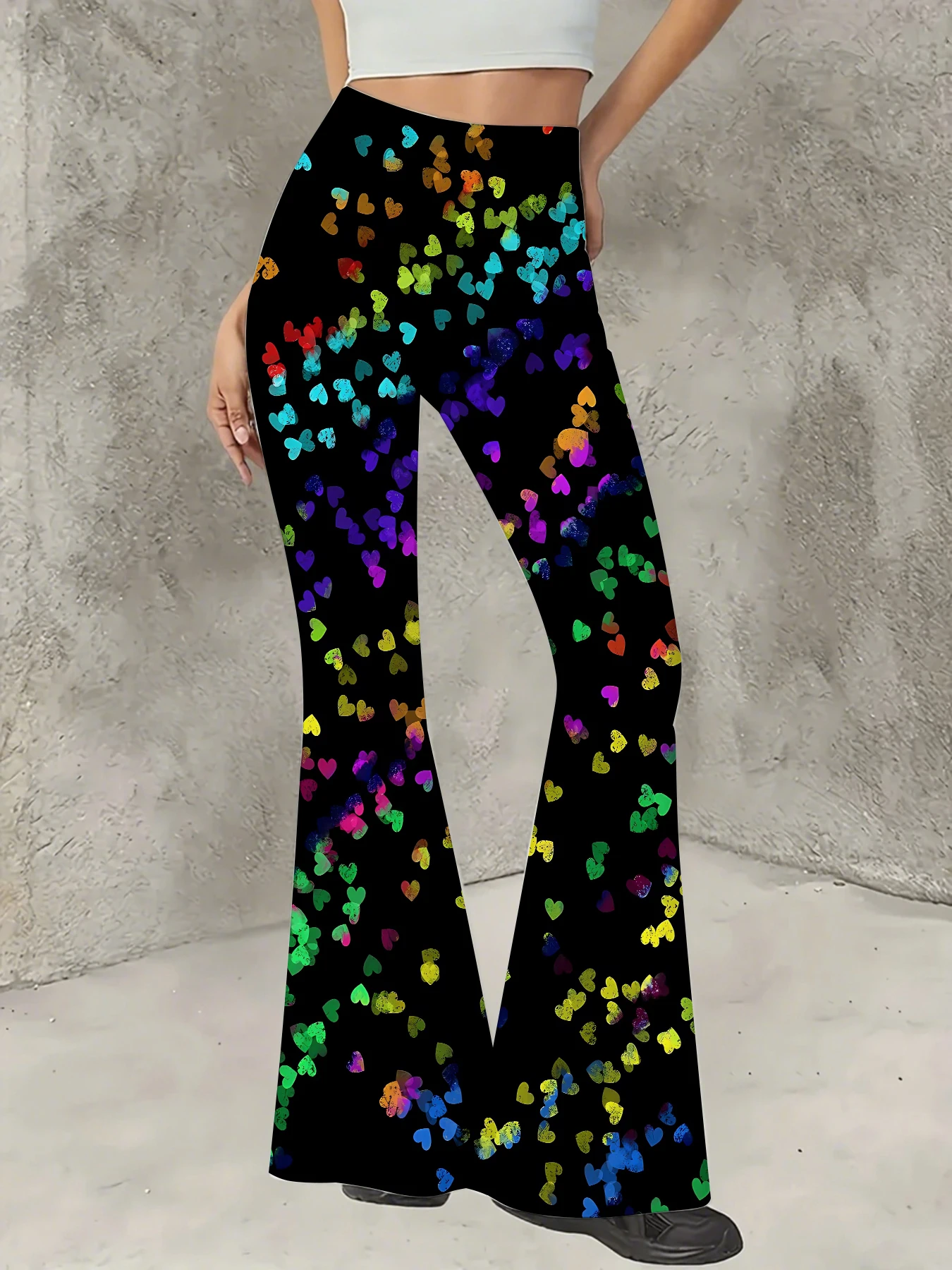 Retro Printed Flare Pants Women High Waist Polyester Knit Bell Bottom Trousers
Retro Printed Flare Pants Women High Waist Polyester Knit Bell Bottom Trousers
