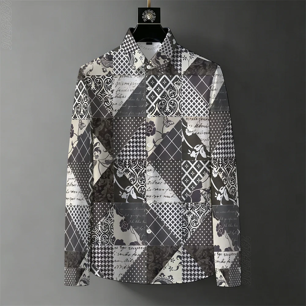 2026 Spring/Autumn New Men's Patchwork Print Shirt, Luxury Style Black and White Houndstooth Letter Print Long-Sleeve Shirt
2026 Spring/Autumn New Men's Patchwork Print Shirt, Luxury Style Black and White Houndstooth Letter Print Long-Sleeve Shirt