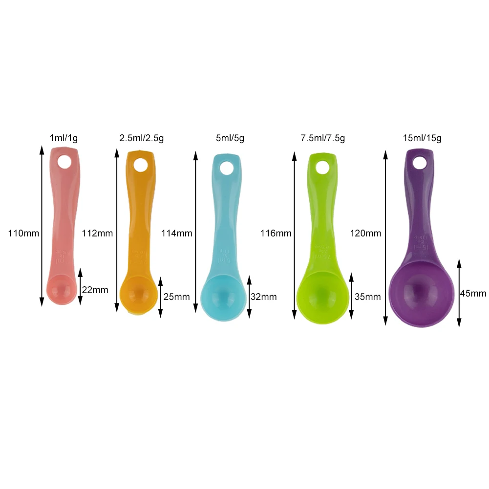Durable Measuring Spoon Teaspoon 1/2.5/5/7.5/15ML 5PCS Baking Colorful Cooking Gift Kitchen Tool Plastic Scoop
Durable Measuring Spoon Teaspoon 1/2.5/5/7.5/15ML 5PCS Baking Colorful Cooking Gift Kitchen Tool Plastic Scoop