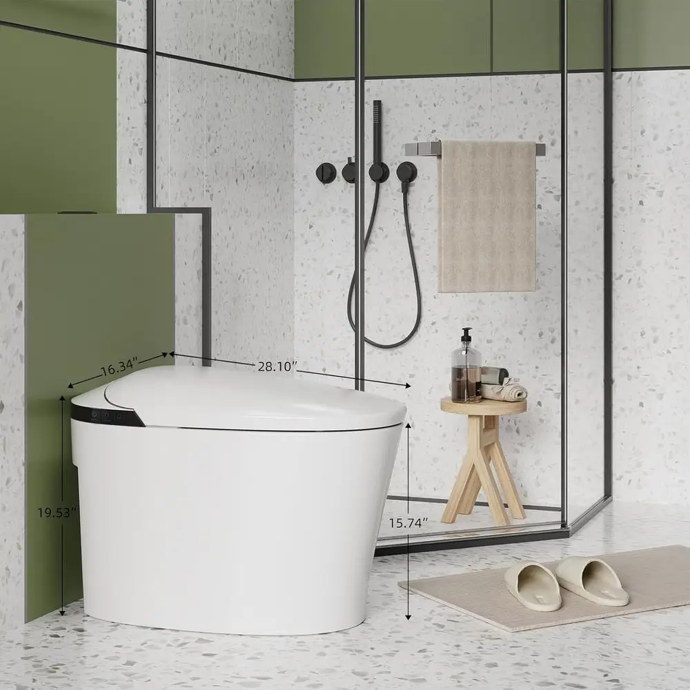 Smart Integrated Toilet with Bidet Function, Heated Seat, Remote Control, Foot & Side Button Flush, Arc-Shape Spray Wand (4 Clea
Smart Integrated Toilet with Bidet Function, Heated Seat, Remote Control, Foot & Side Button Flush, Arc-Shape Spray Wand (4 Clea