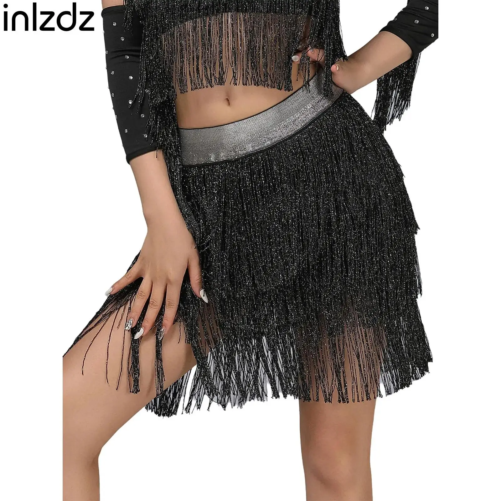 Adult Women Latin Tango Tassel Skirts Performance Costume Stretchy Tiered Fringe Swing Skirts Chacha Rumba Samba Stage Dancewear
Adult Women Latin Tango Tassel Skirts Performance Costume Stretchy Tiered Fringe Swing Skirts Chacha Rumba Samba Stage Dancewear