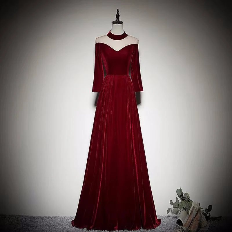 Customized Evening Dress Wine Red Velvet O-neck 3/4 Sleeves A-line Floor Length Plus size Party FOrmal Gowns Vestidos De Fiesta
Customized Evening Dress Wine Red Velvet O-neck 3/4 Sleeves A-line Floor Length Plus size Party FOrmal Gowns Vestidos De Fiesta