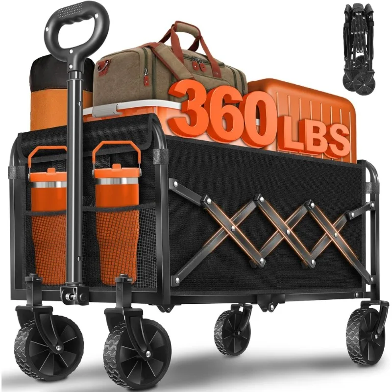 Foldable Wagon Cart with Wheels Heavy Duty 360LBS Capacity Collapsible Portable Shopping Cart for Groceries Camping Outdoor
Foldable Wagon Cart with Wheels Heavy Duty 360LBS Capacity Collapsible Portable Shopping Cart for Groceries Camping Outdoor