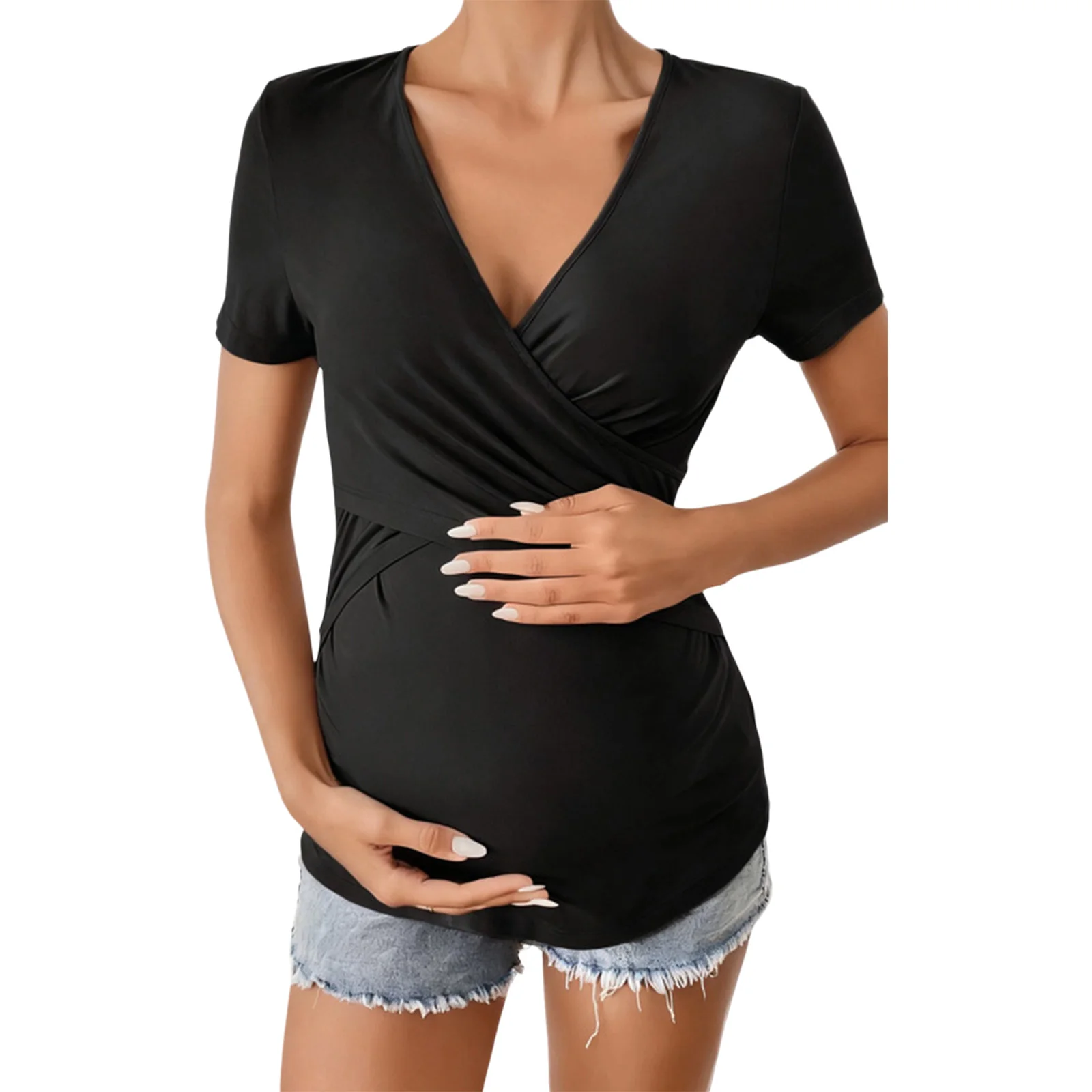 Pregnant Woman Summer Casual T-shirt Yoga Fitness Workout Costume Short Sleeve Tee Tops for Shopping Vacation Work Daily Wear
Pregnant Woman Summer Casual T-shirt Yoga Fitness Workout Costume Short Sleeve Tee Tops for Shopping Vacation Work Daily Wear