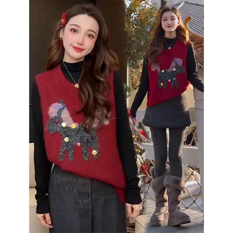 Вязаный жилет Sli с узором, женский топ для многослойных образов, корейский стиль, весна 2026, омолаживающий, модный, внутренний слой, круглый вырез
Вязаный жилет Sli с узором, женский топ для многослойных образов, корейский стиль, весна 2026, омолаживающий, модный, внутренний слой, круглый вырез