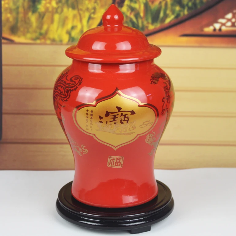 Red General Ceramic Flower Vase Chinese Style Decorative Ornaments Wealth Attraction Prosperity Brings Happiness Covered Jar
Red General Ceramic Flower Vase Chinese Style Decorative Ornaments Wealth Attraction Prosperity Brings Happiness Covered Jar