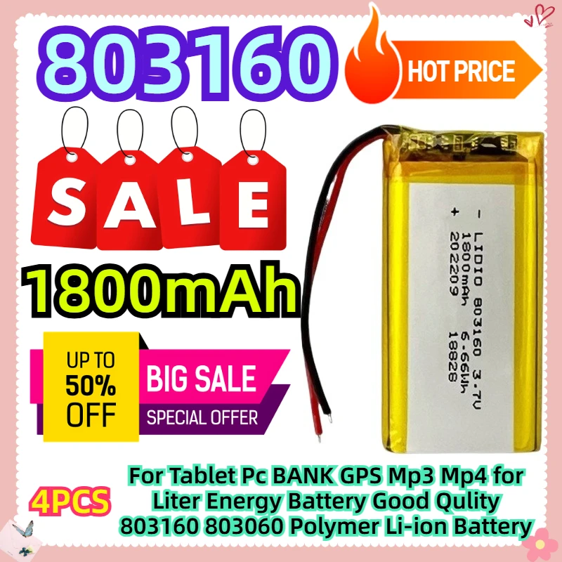 For Tablet Pc BANK GPS Mp3 Mp4 for Liter Energy Battery Good Qulity 803160 803060 Polymer Li-ion Battery 4pcs
For Tablet Pc BANK GPS Mp3 Mp4 for Liter Energy Battery Good Qulity 803160 803060 Polymer Li-ion Battery 4pcs
