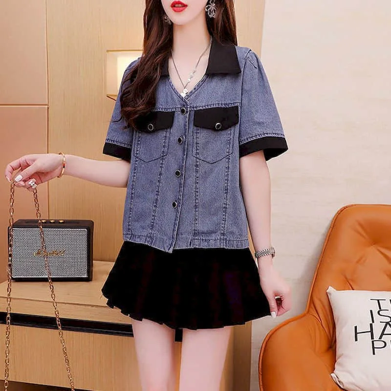 Oversized Denim Shirts and Blouses Women Loose Casual Denim Half Sleeve Blouse Women Vintage Summer Tops Clothes for Women Shirt
Oversized Denim Shirts and Blouses Women Loose Casual Denim Half Sleeve Blouse Women Vintage Summer Tops Clothes for Women Shirt