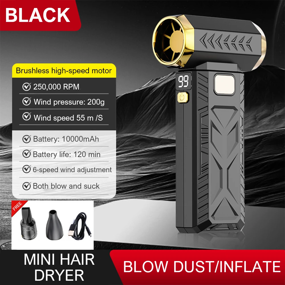 Mini Turbo Jet Fan 250000RPM Powerful Air Blower 10000mAh Battery Vacuum Dust Cleaner Strong Winds Brushless Turbo Jet Blower
Mini Turbo Jet Fan 250000RPM Powerful Air Blower 10000mAh Battery Vacuum Dust Cleaner Strong Winds Brushless Turbo Jet Blower