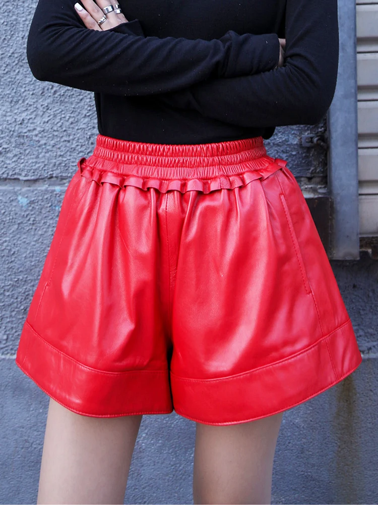 Spring New High Quality Genuine Real Leather Shorts Women Sheep Pants Wide Leg Elastic Waist Loose
Spring New High Quality Genuine Real Leather Shorts Women Sheep Pants Wide Leg Elastic Waist Loose