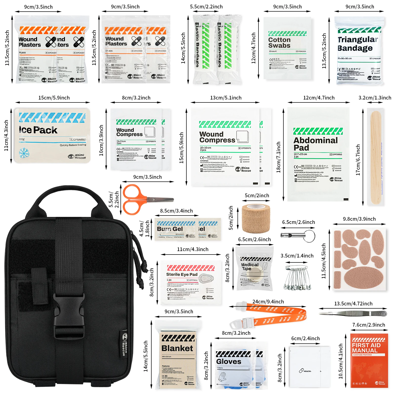 Rhino First Aid Survival Kit Bag IFAK Pouch Supplied Camping Kit with 152 EMT Items For Emergency Outdoors Full kit
Rhino First Aid Survival Kit Bag IFAK Pouch Supplied Camping Kit with 152 EMT Items For Emergency Outdoors Full kit