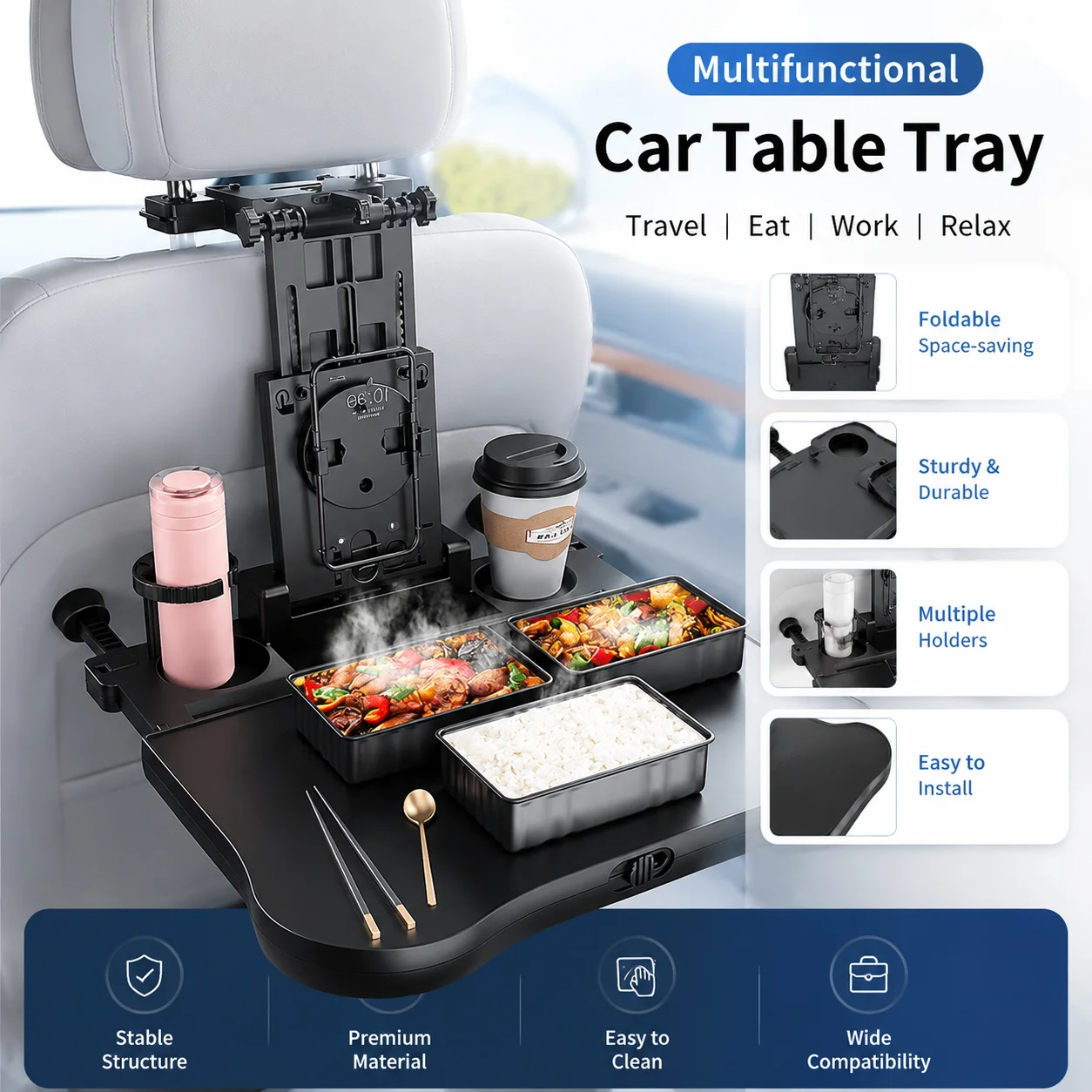 Expandable Car Backseat Desk for Laptop & Dining, with Non-Slip Pad & Device Holder. Perfect for Work/Eating
Expandable Car Backseat Desk for Laptop & Dining, with Non-Slip Pad & Device Holder. Perfect for Work/Eating